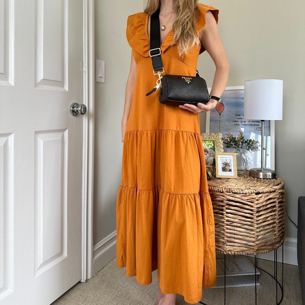 NEW FARM Rio authentic dress cotton caramel brown small NWT - Picture 1 of 7